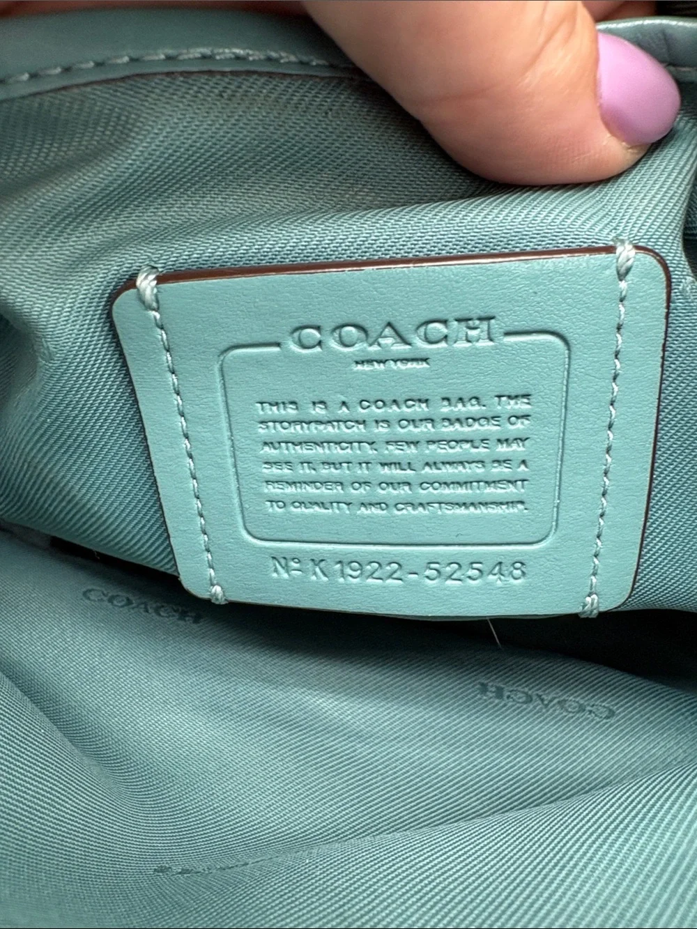Coach Sutton Teal Pebbled Leather Detachable Crossbody Strap BLEMISH